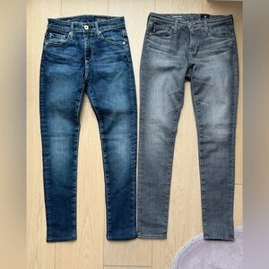 AG Jeans 2 pairs. Gray Jeans Super Skinny 24R Blue Jeans High Rise Skinny 23